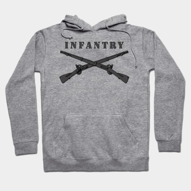 Army Infantry Br Crossed Rifles Blk with Txt Crossed Rifles